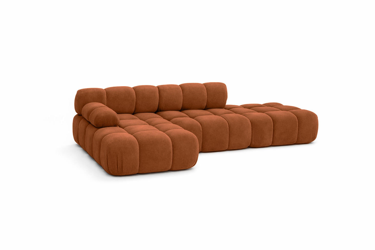 ECKSOFA L-Form Modular Mit Hocker, Veloursstoff Salvador, Braun, Links, Selia - Braun, Holz (285/160cm) - Kaiser Möbel