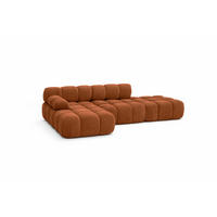 ECKSOFA L-Form Modular Mit Hocker, Veloursstoff Salvador, Braun, Links, Selia - Braun, Holz (285/160cm) - Kaiser Möbel