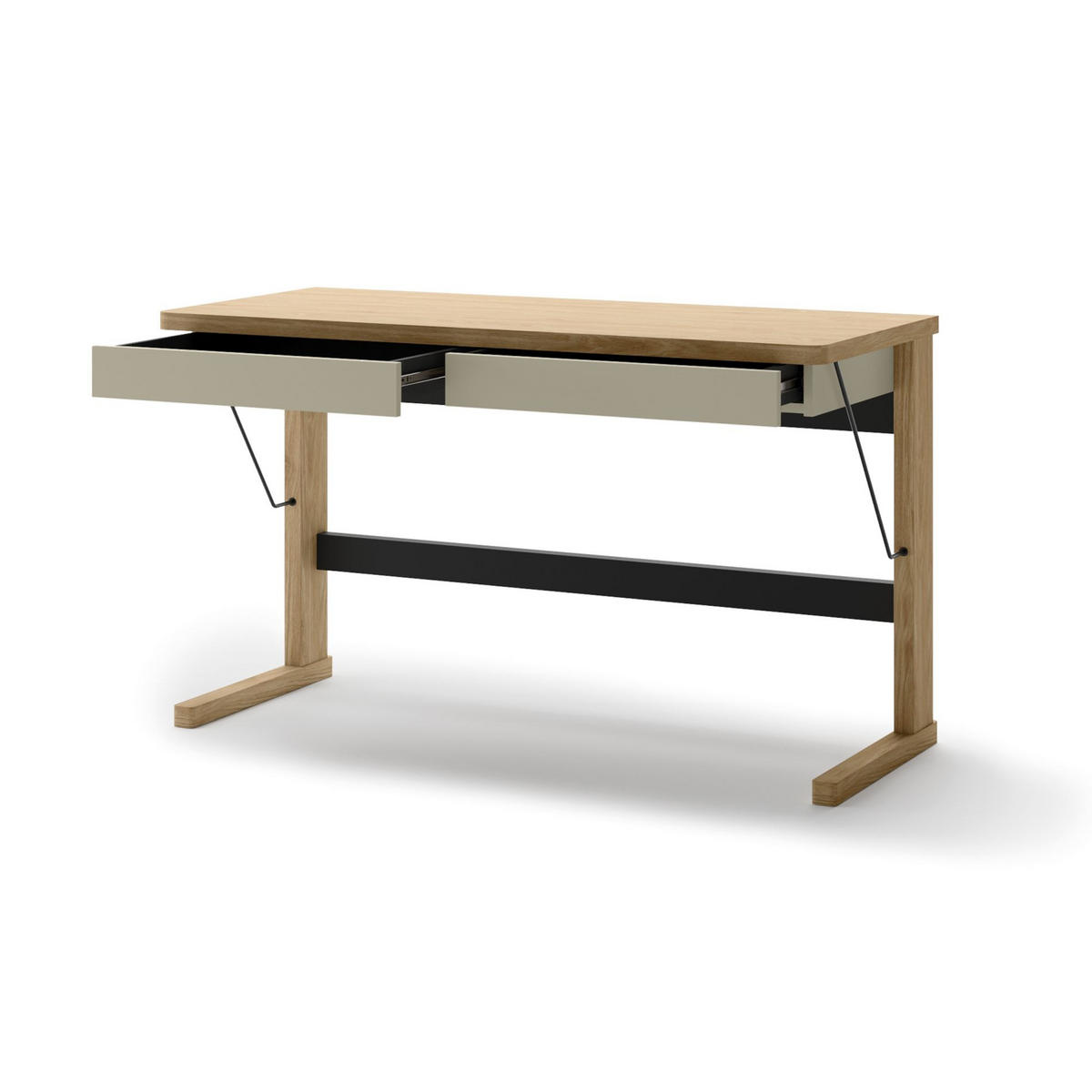 SCHREIBTISCH Ollie Eichenholzoptik /Greige 131 cm - Kaschmir/Eichefarben, Holzwerkstoff (56/131/77cm) - Selsey