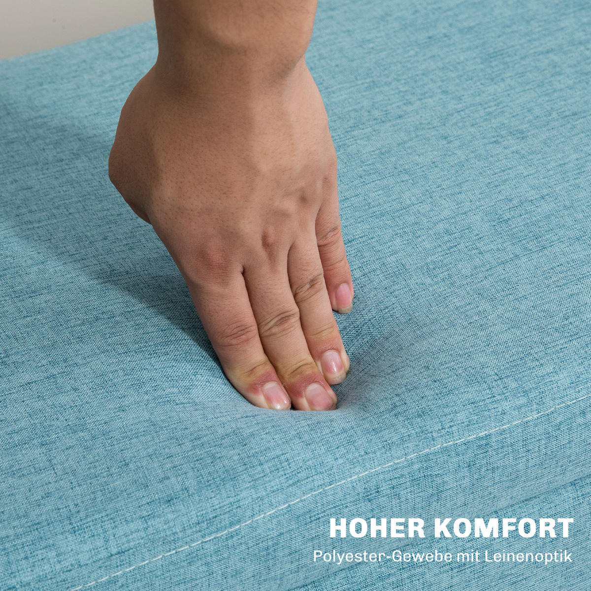 SITZBANK Polsterbank mit Stauraum scandinavia Truhenbank Polyester Holz Blau - Blau, Kunststoff (39/45/110cm) - HOMCOM