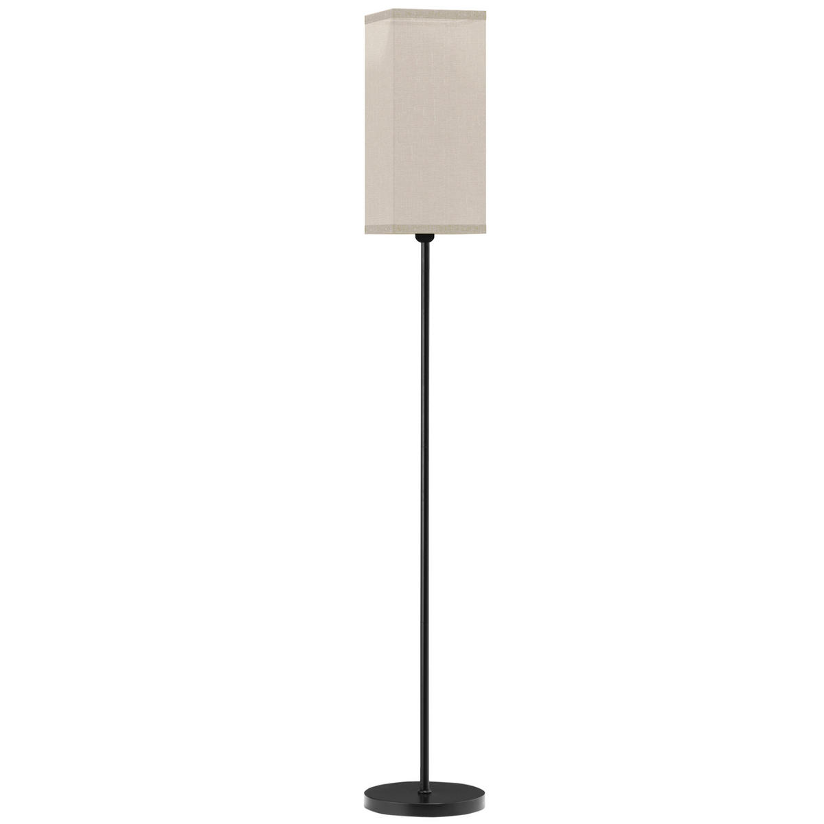 MODERNE Stehlampe mit Kunstleinen-Schirm, Fußschalter, für Wohnzimmer Schwarz - Schwarz, Kunststoff (25/25/161.5cm) - HOMCOM