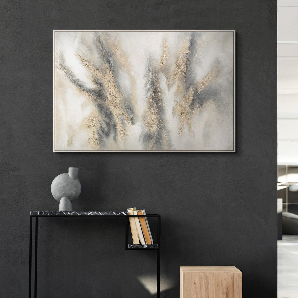 GEMÄLDE Wolkenmelodie Schattenfugenrahmen Eichefarben 120x80 cm - Eichefarben, Holz (120/80cm) - YS-art gallery