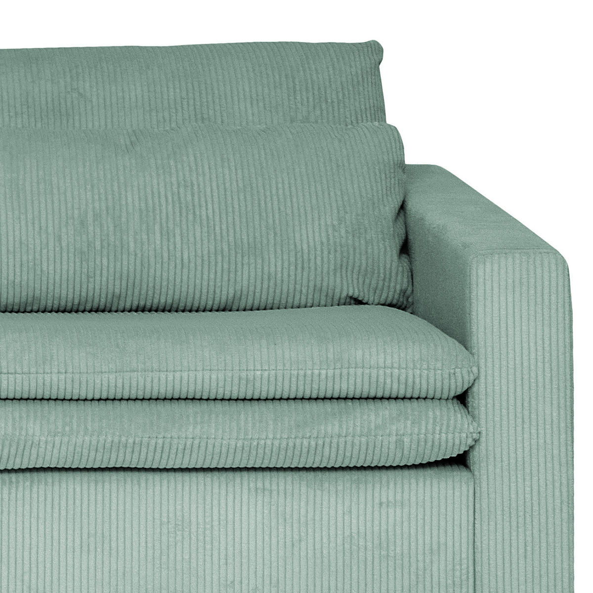 BIGSOFA - Eichefarben/Hellblau, Eichenholz/Textil (240/82/104cm) - home24