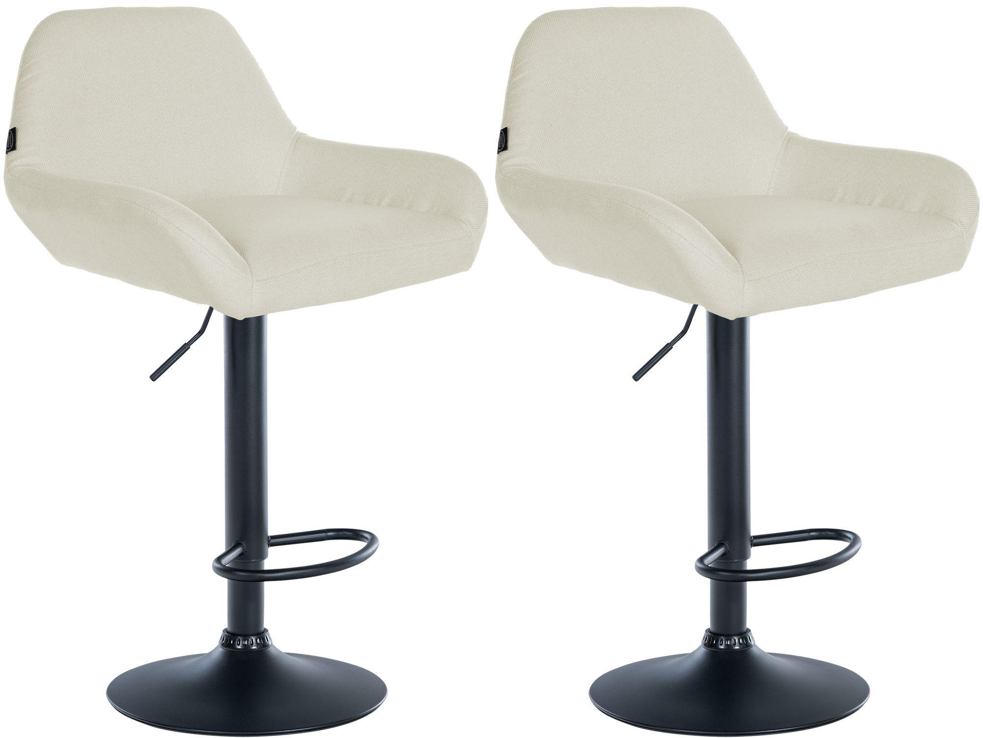 BARHOCKER 2er Set Stoff creme - Creme/Schwarz, Textil/Metall (51/89/52cm) - CLP