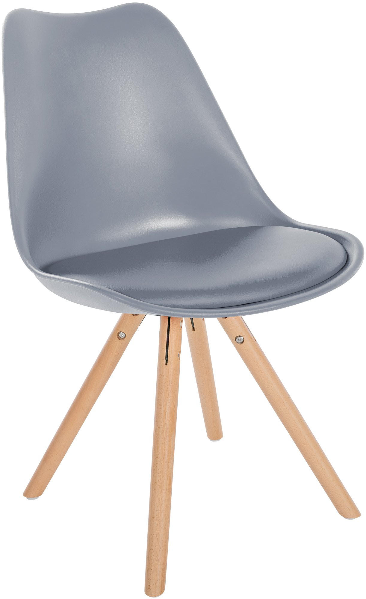 STUHL Kunststoff grau - Eukalyptusholzfarben/Grau, Holz/Kunststoff (48/81/54cm) - CLP