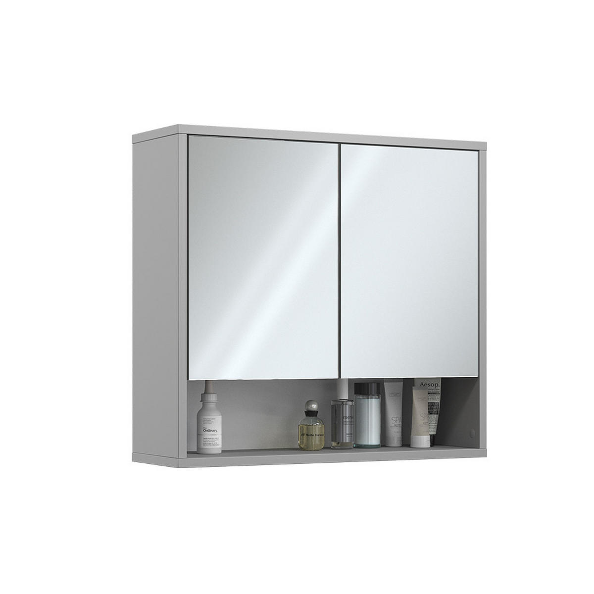 BADSPIEGELSCHRANK Eliza Grau 70 x 65 cm mit 2 Türen - Grau, Holzwerkstoff (70/65/22.1cm) - Vicco