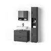 BADMÖBEL-SET Ronco Anthrazit Hochglanz 3 Teile, mit Schubladenschrank und Hochschrank - Anthrazit, Holzwerkstoff (80/58/41cm) - Livinity®