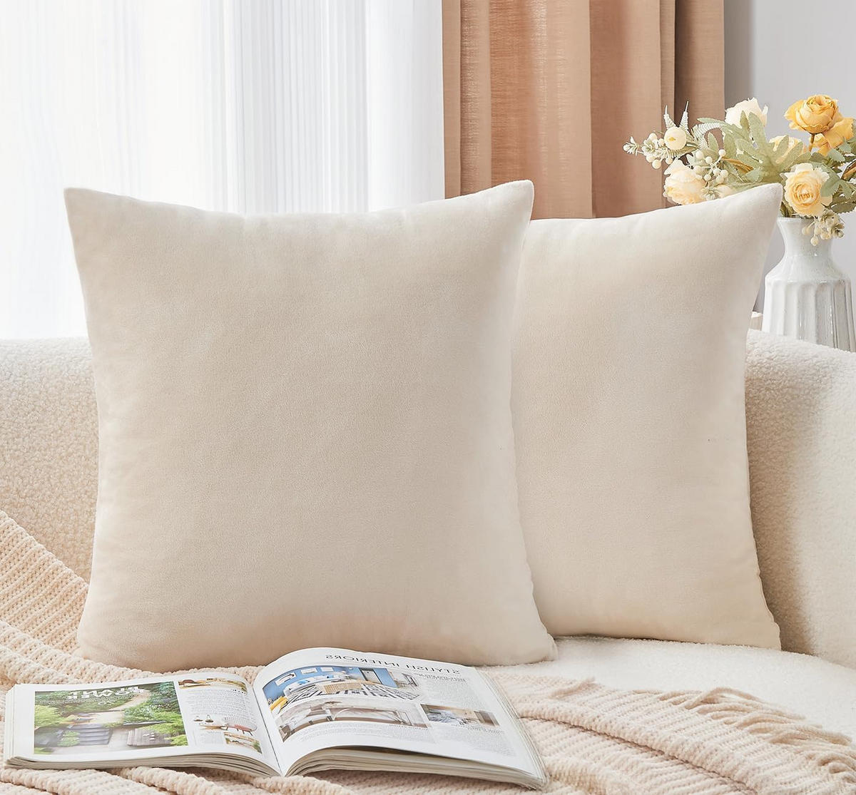 KISSENBEZUG – ohne Füllung – weiß – 45 x 45 cm – 2 Stück - Weiß, Textil (45/45cm)