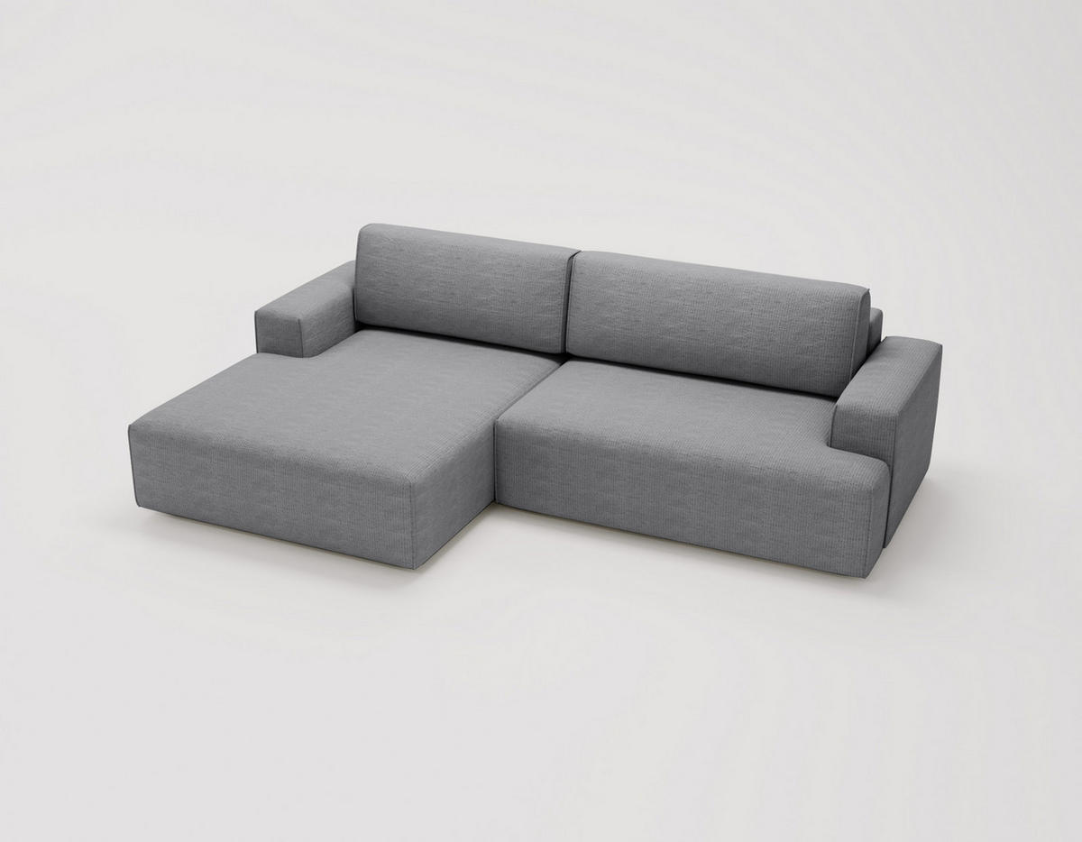 ECKSOFA L-Form 270 cm Boston mit Bettkasten, Schlaffunktion, Links, Grau - Grau, Holz (165/270cm) - Emporius