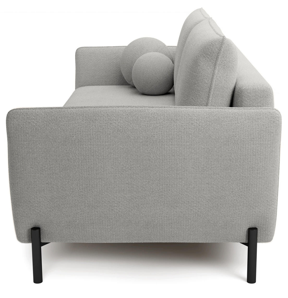 SOFA Veruco Grau mit Schlaffunktion - Schwarz/Grau, Textil/Metall (234/90/100cm) - Selsey