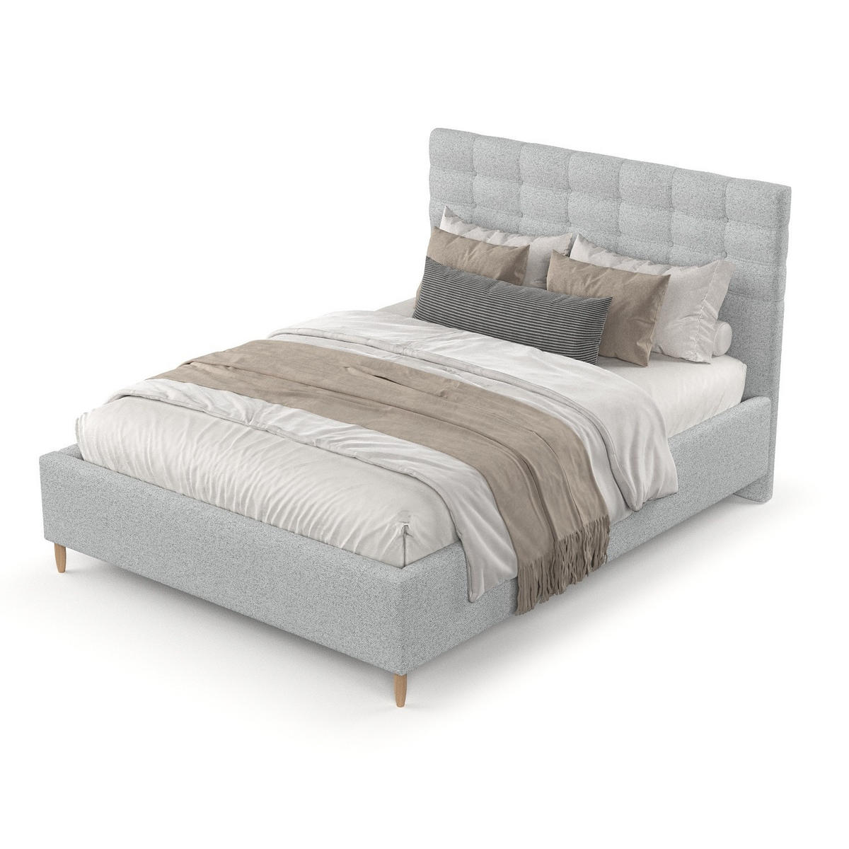 POLSTERBETT Soma 140/200 cm Hellgrau im Riva Stoff - Hellgrau/Naturfarben, Holz/Holzwerkstoff (140/200cm) - AltaBeds