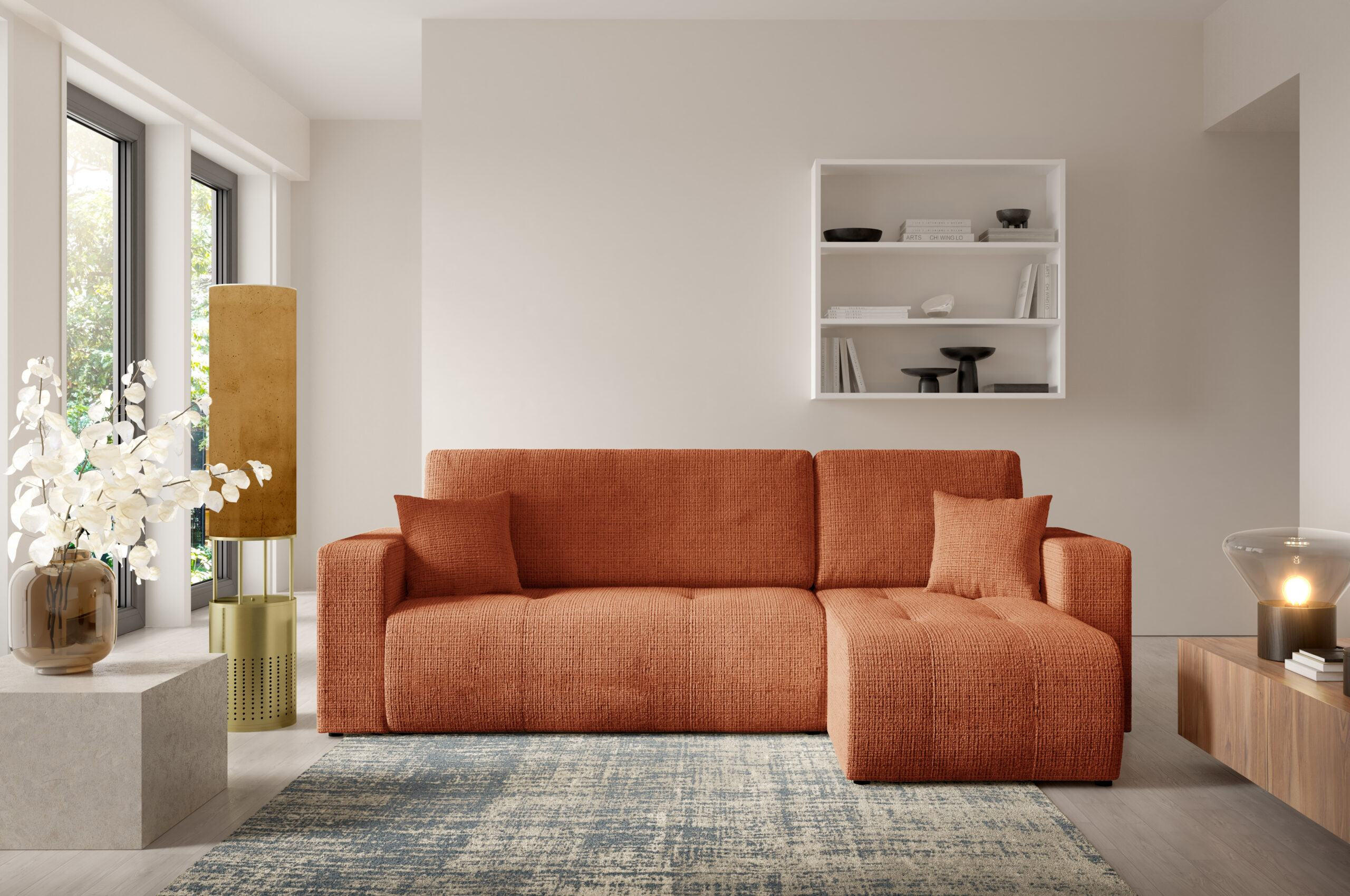 ECKSOFA mit Schlaffunktion Orange - Orange, Textil (244/145cm) - Furnisell