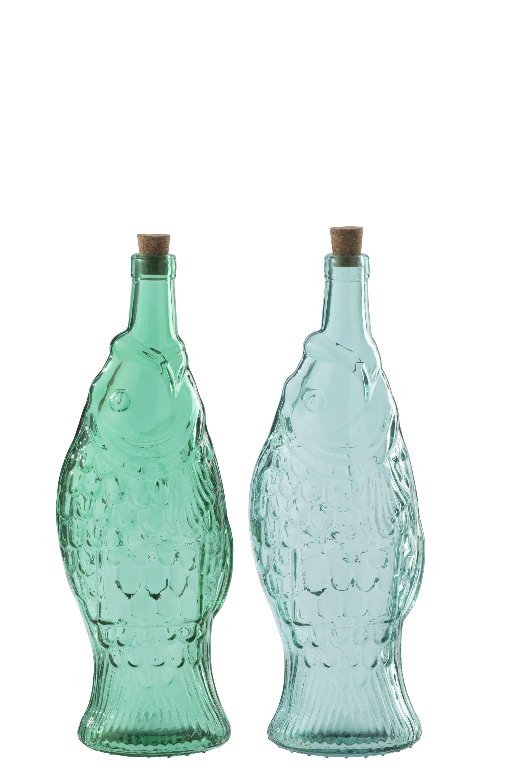 DEKOOBJEKT FLASCHE (2ER SET) - Blau, Glas (12/33/12cm) - J-Line
