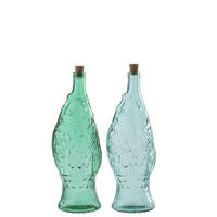 DEKOOBJEKT FLASCHE (2ER SET) - Blau, Glas (12/33/12cm) - J-Line