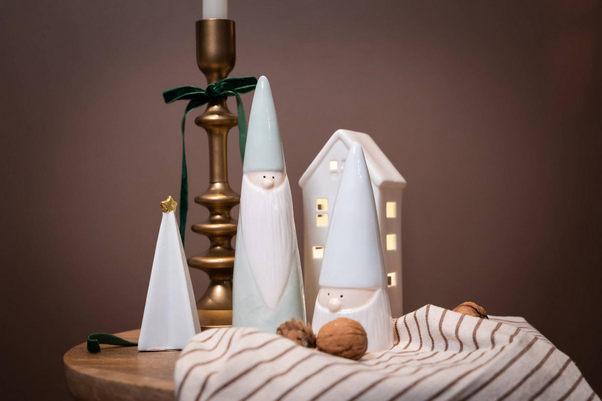 WEIHNACHTSDEKO Wichtelmännchen 11 cm - Weiß, Keramik (6/11.5/6cm) - Home Styling Collection