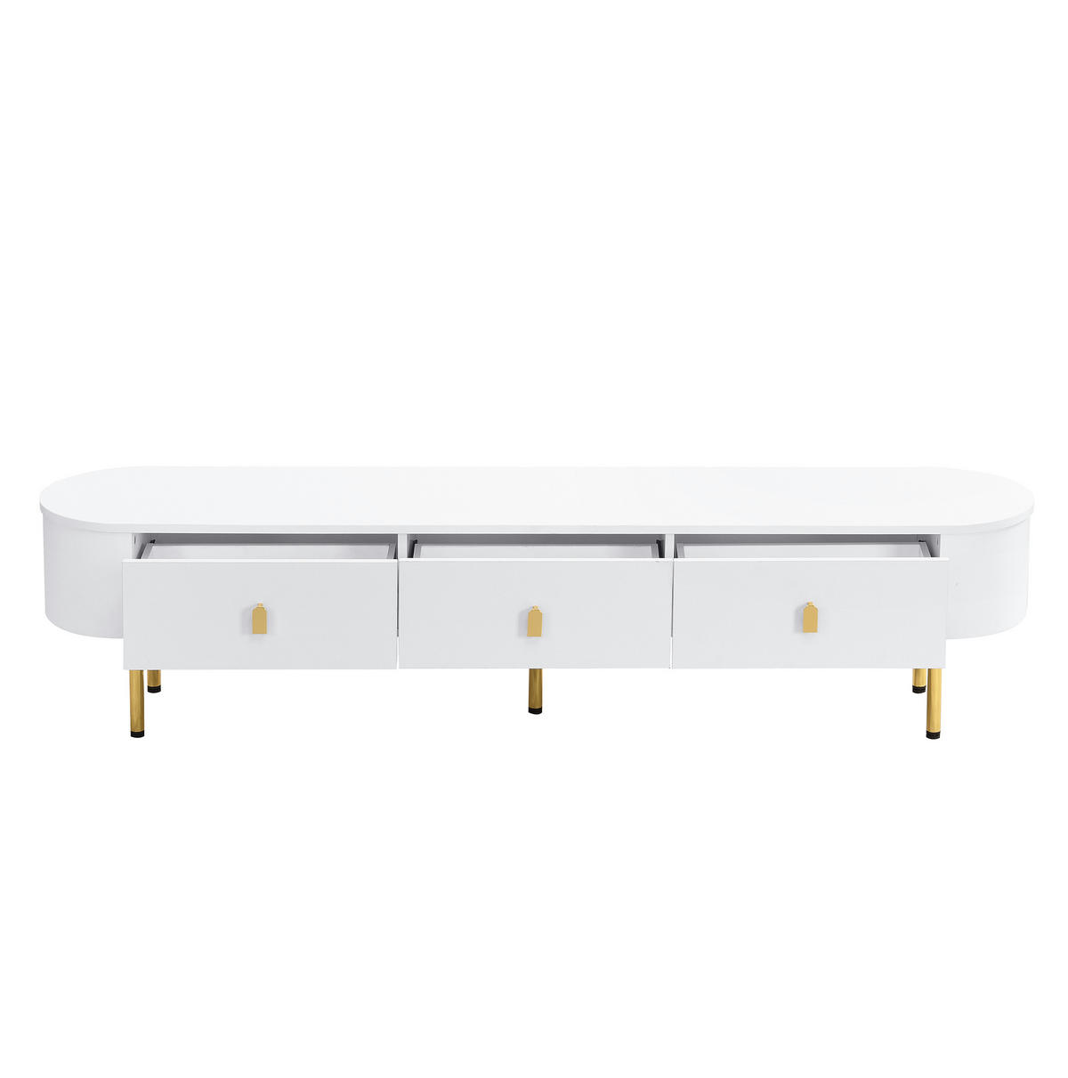 TV-LOWBOARD aus MDF 174x35x41 cm Weiß und Gold mit 3 Schubladen - Weiß, Holzwerkstoff (174/41/35cm) - IVMEU
