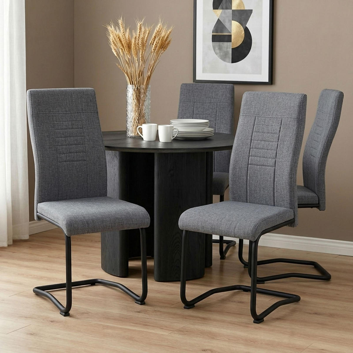 ESSZIMMERSTUHL ALBA 4er-Set grau/schwarz - Schwarz/Grau, Textil (43/98/60cm) - CARO-Möbel