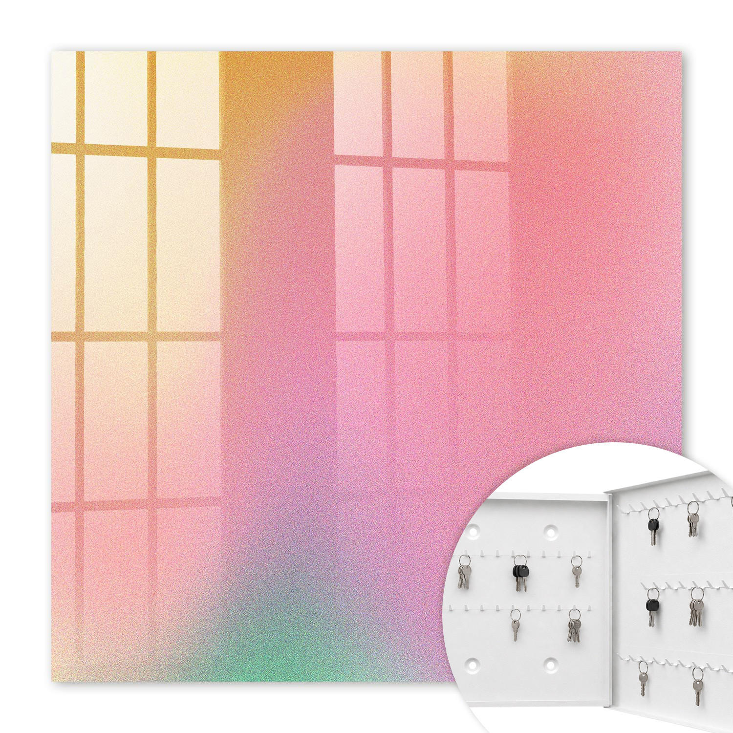 SCHLÜSSELBOX Weiß 30x30 cm – Türöffnung nach rechts - Farbverlauf - Pink, Metall (30/30/5cm) - TULUP