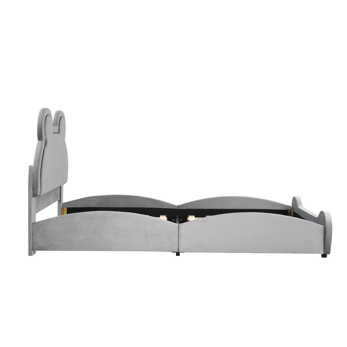 KINDEREINZELBETTEN aus Samt 90x200 cm in Grau - Grau, Textil (90/200cm) - Modfu