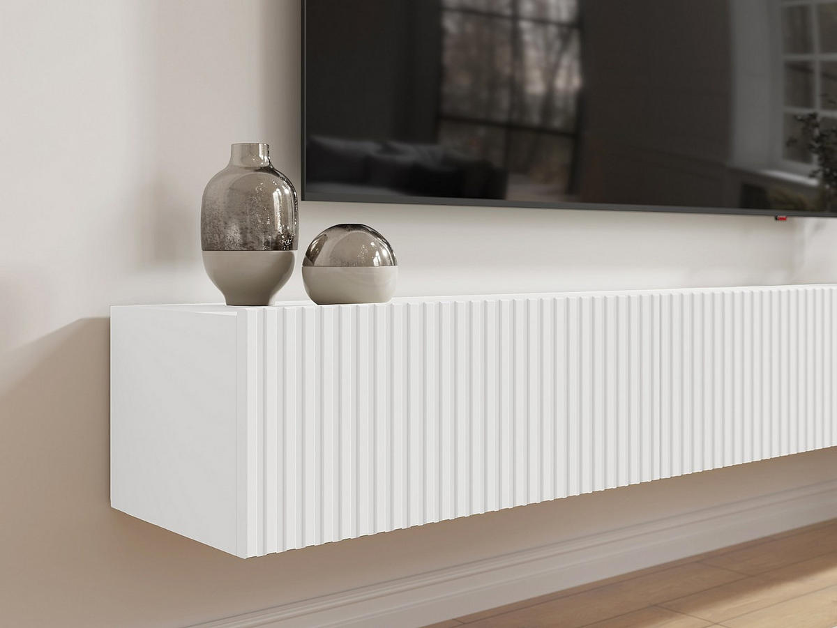 TV-HÄNGESCHRANK - 200 cm x 32 cm - holz - weiß Dantay - Weiß, Holz (200/25/32cm) - Vente-Unique