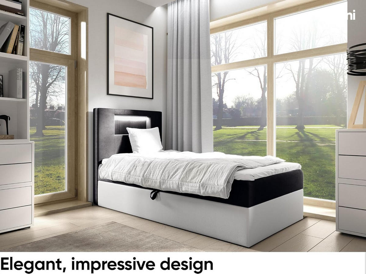 KINDERBETT GARETH 1 - Schwarz/Weiß, Holzwerkstoff (82/212cm) - Meblini