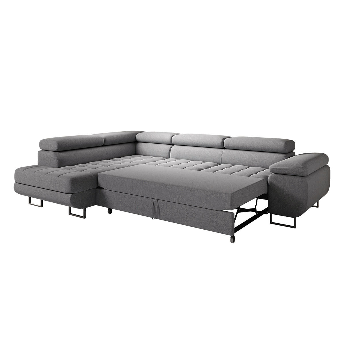 ECKSOFA Eden 4 Sitzplätze Anthrazitgrau - Grau, Holzwerkstoff (335/201cm) - Petits-meubles
