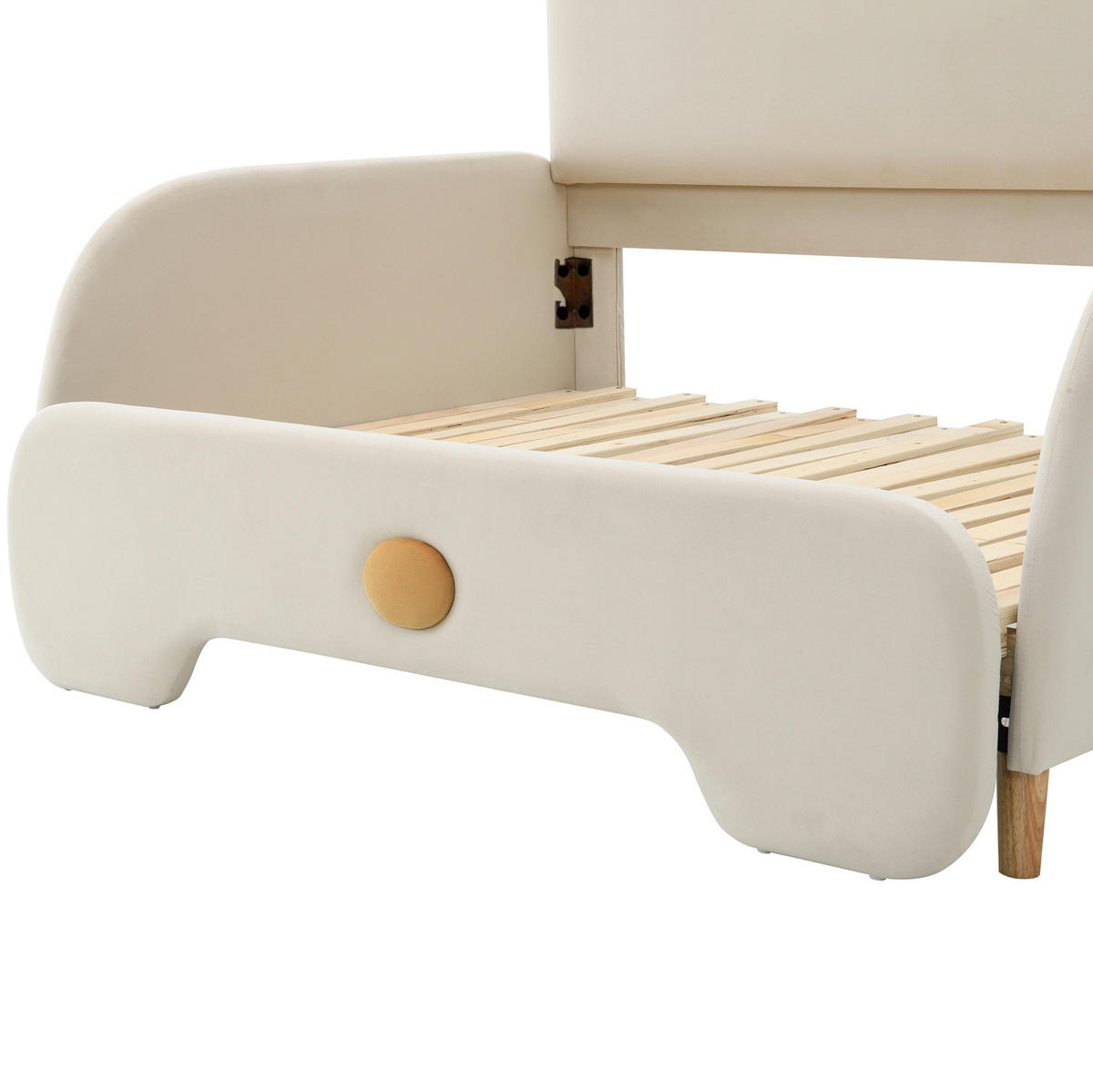 SAMT-POLSTERBETT 140/200 cm mit Ausziehbett in Beige - Beige, Textil (140/200cm) - BEAOK