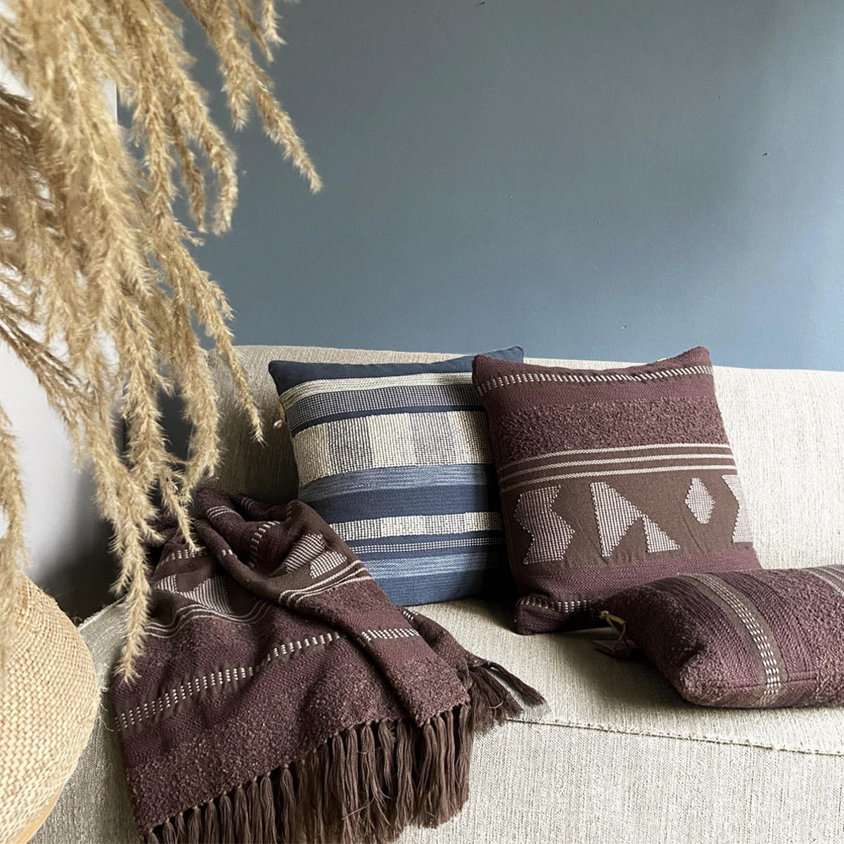 DEKOKISSEN Crafty kastanienbraun 50x50 - Rostfarben/Braun, Textil (50/50/12cm) - Malagoon