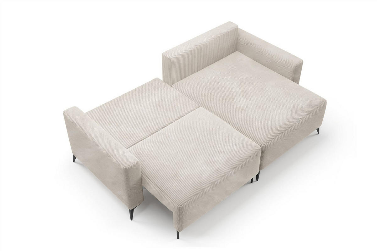 ECKSOFA Silves Mit Schlaffunktion - Beige, Holzwerkstoff/Textil (239/148cm) - Fun Möbel