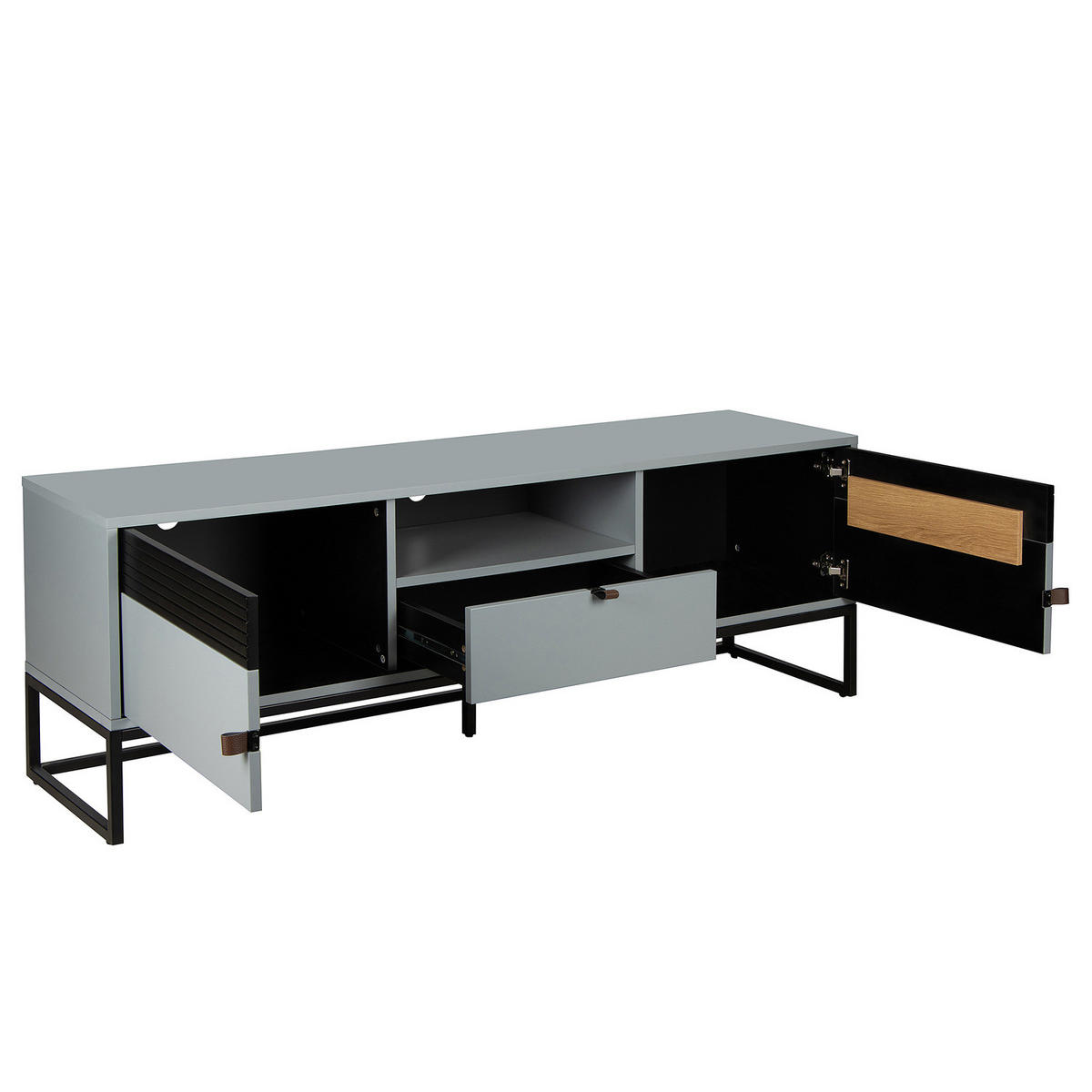 TV-LOWBOARD - Holzwerkstoff - Blaugrau/Schwarz, Holzwerkstoff/Kunststoff (160/55/40cm) - home24