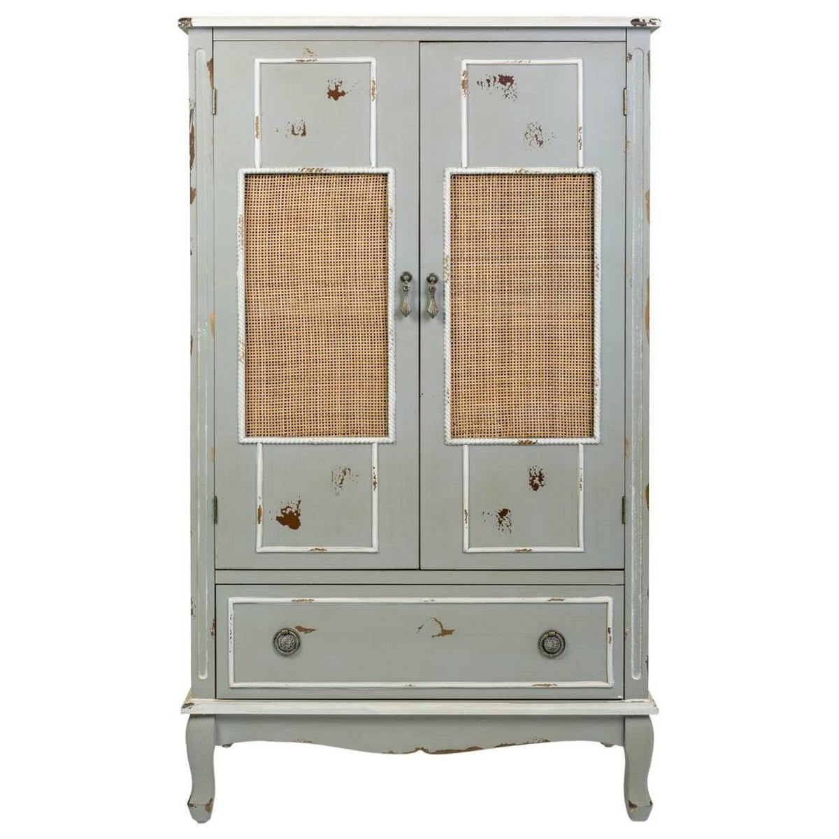 ANRICHTE aus Holz und Bambusgeflecht 80x42x138 - Grau, Holzwerkstoff (80/138/42cm) - Wanderlust