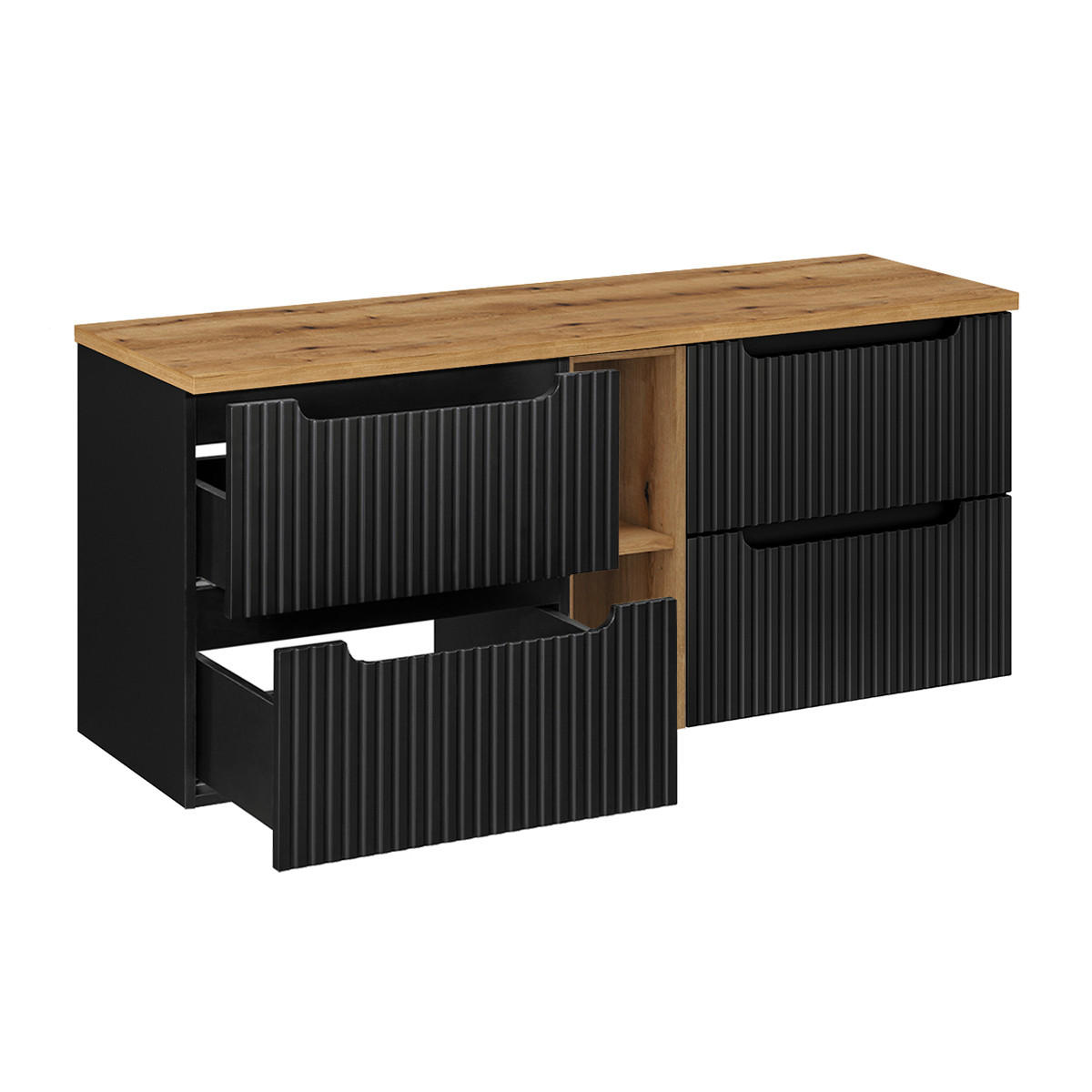 WASCHTISCHUNTERSCHRANK Riva Schwarz und Holz - Schwarz, Holzwerkstoff (40/59/140.4cm) - Petits-meubles