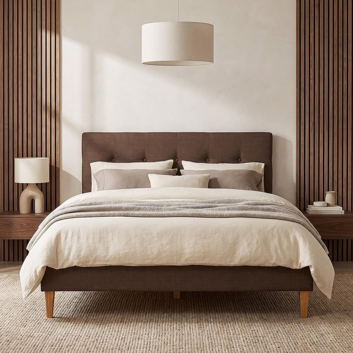 POLSTERBETT mit Lattenrost 180/200 cm in Braun - Braun, Textil (180/200cm) - Homestyle4u