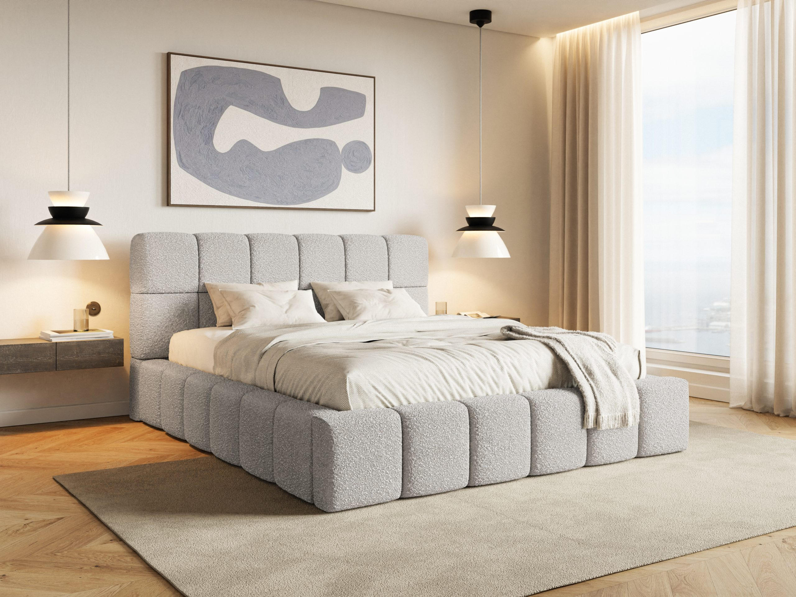 POLSTERBETT Lund 180x200 cm, Grau - Grau, Textil (180/200cm) - Fedve