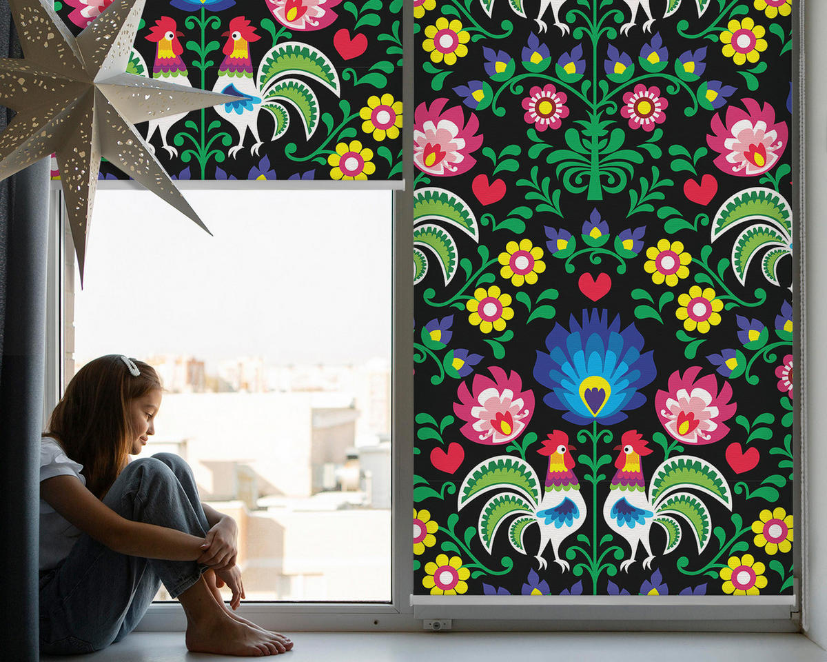 VNÚTORNÁ roleta - okenná roleta - roleta - 60x140 cm - Farebné kohúty - modrá, plast (60/140/0.5cm) - TULUP