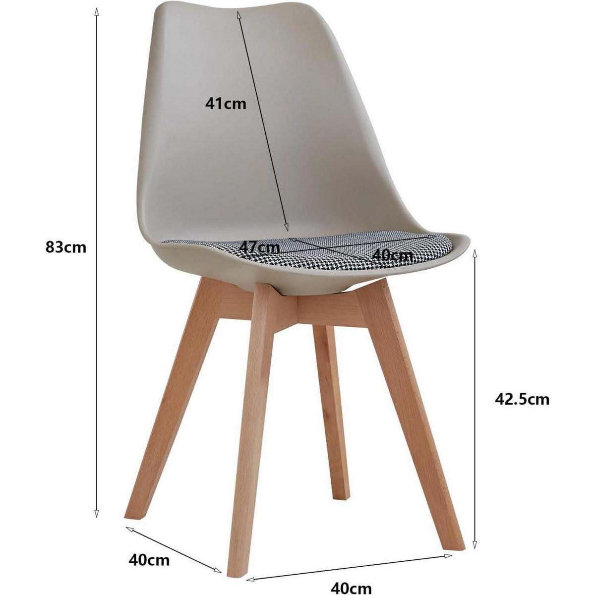 ESSZIMMERSTUHL 6er-Set mit Holzbeinen und gestreiftem Sitzkissen in Beige - Beige, Textil (49/83/42cm)