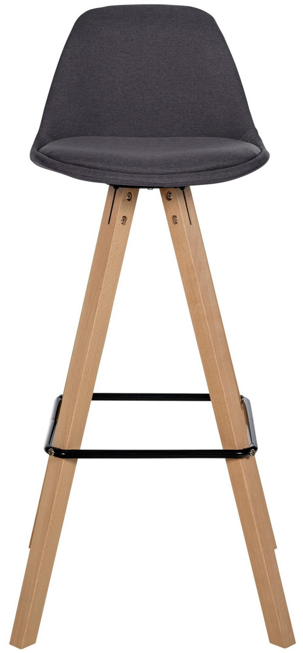 BARHOCKER Stoff Dunkelgrau - Eukalyptusholzfarben/Dunkelgrau, Holz/Textil (38/99/44cm) - CLP