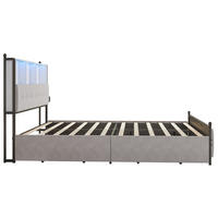 POLSTERBETT 160x200 cm LED USB 4 Schubladen Samt Beige - Beige, Metall (160/200cm)