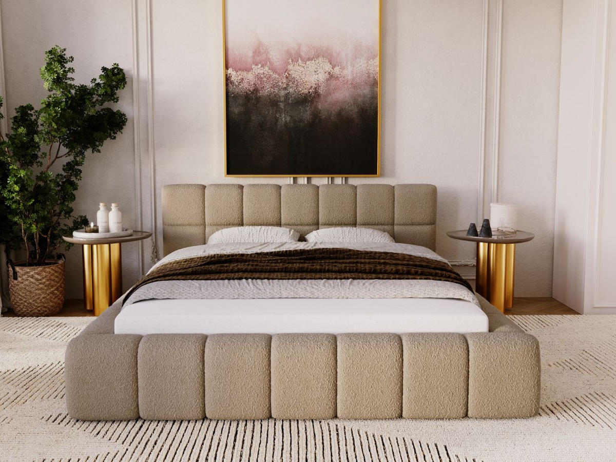 POLSTERBETT Alicante Bouclé-Stoff 180x200 Braun - Braun, Textil (180/200cm) - Graingold