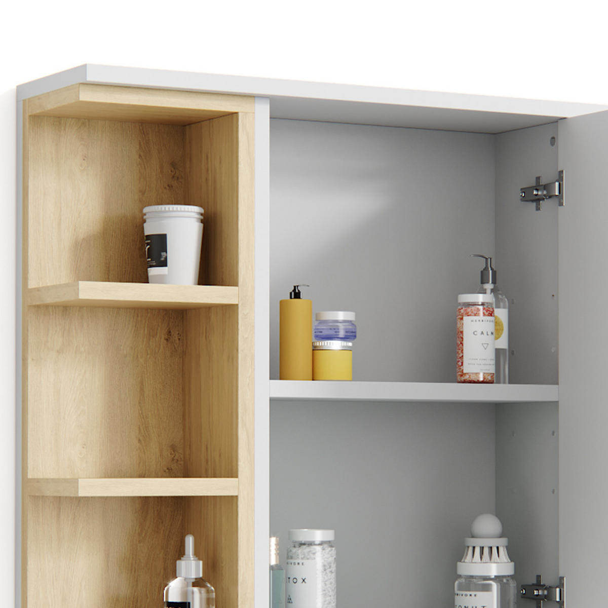 BADSPIEGELSCHRANK Aquis Weiß 79.6 x 64 cm - Weiß, Holzwerkstoff (79.6/64/18cm) - Vicco