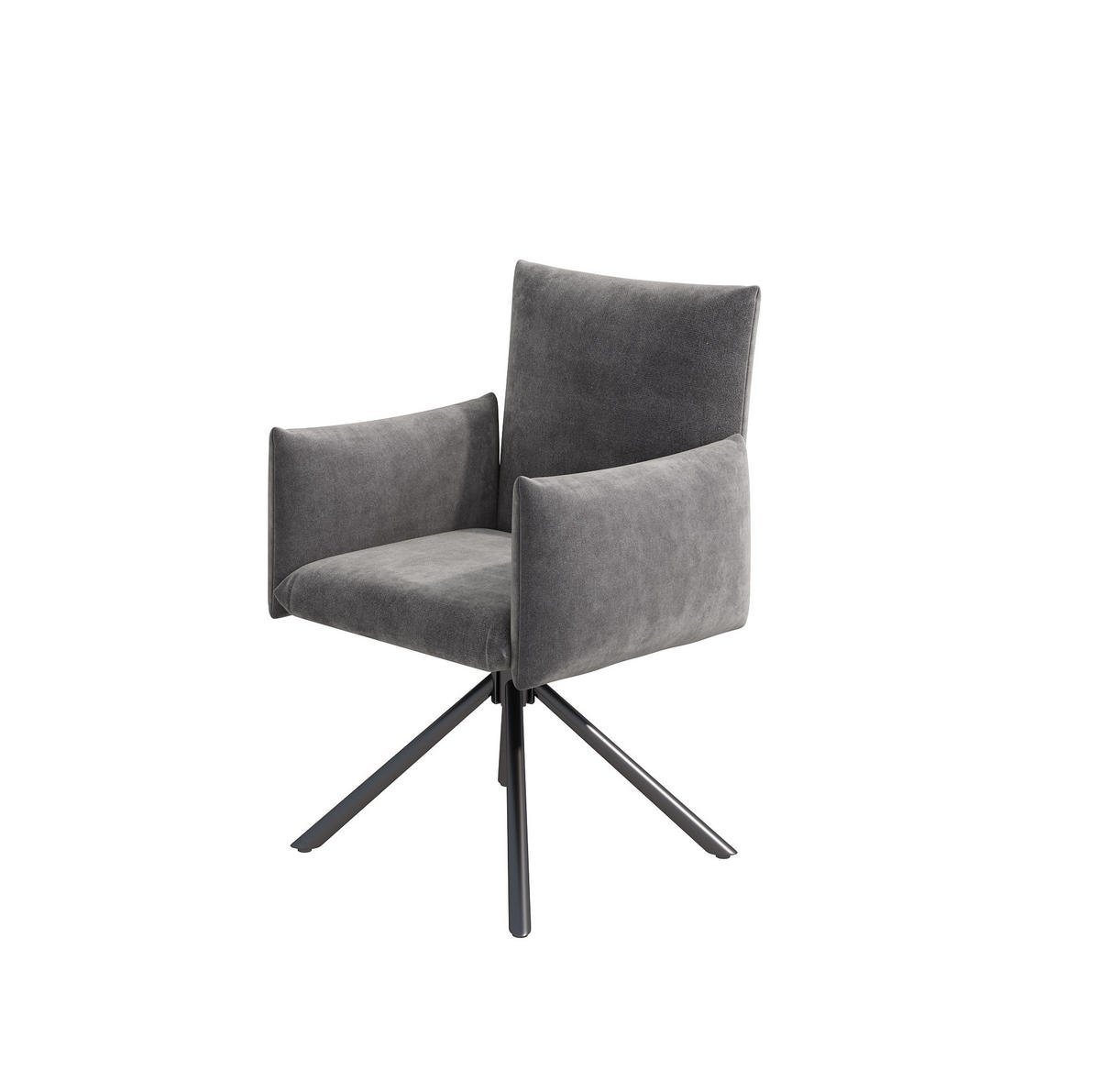 ESSZIMMERSTUHL 2er-Set 360° drehbar Samt Grau - Grau, Metall (60/88/60cm) - Meubliv