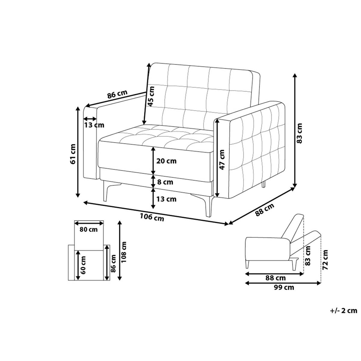 SESSEL Polsterbezug graphitgrau Aberdeen - Silberfarben/Graphitfarben, Textil (106/83/88cm) - Beliani