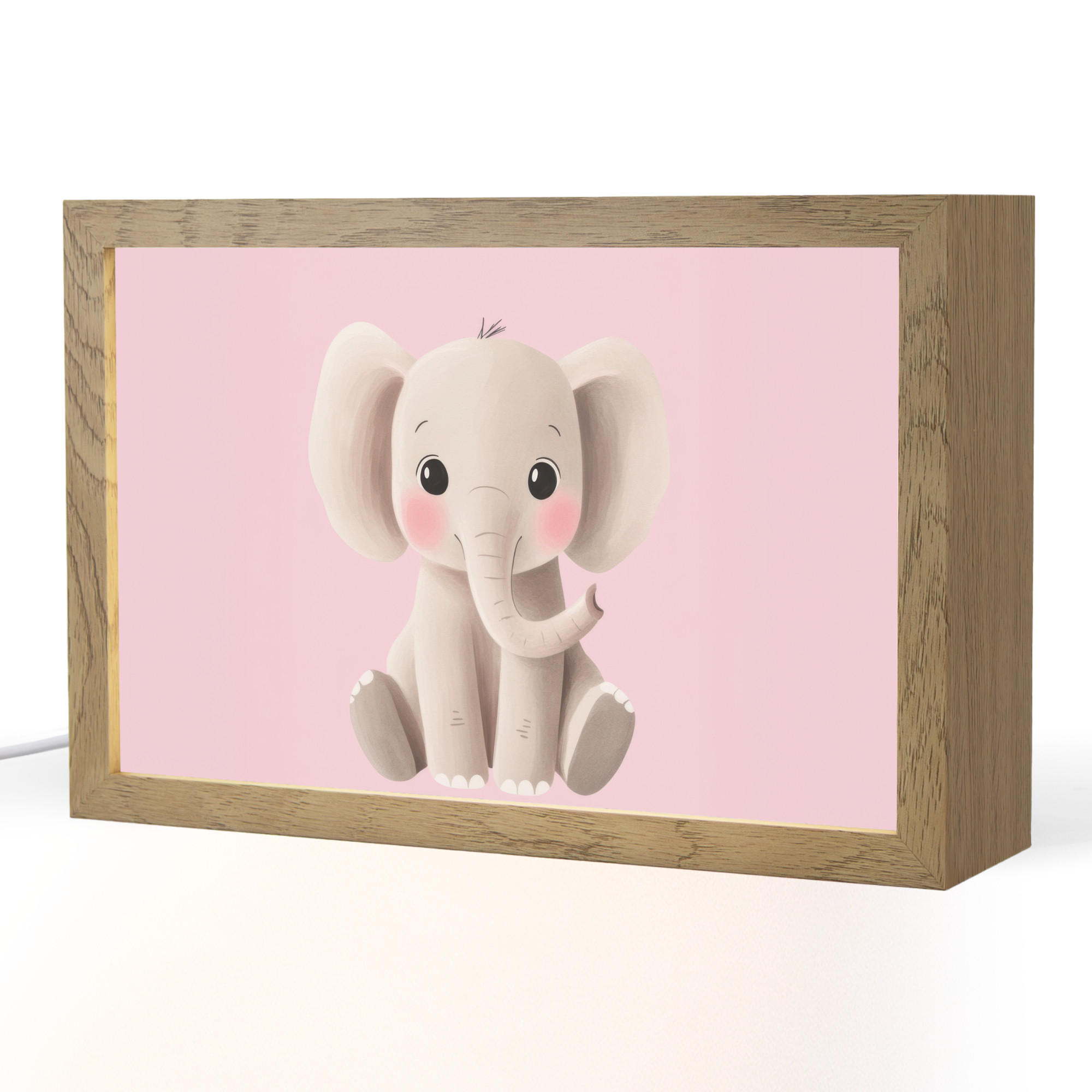 NACHTTISCHLAMPE Elefant - Baby - Rosa - Cartoon 30x20 cm - Rosa, Holzwerkstoff (8/30/20cm)