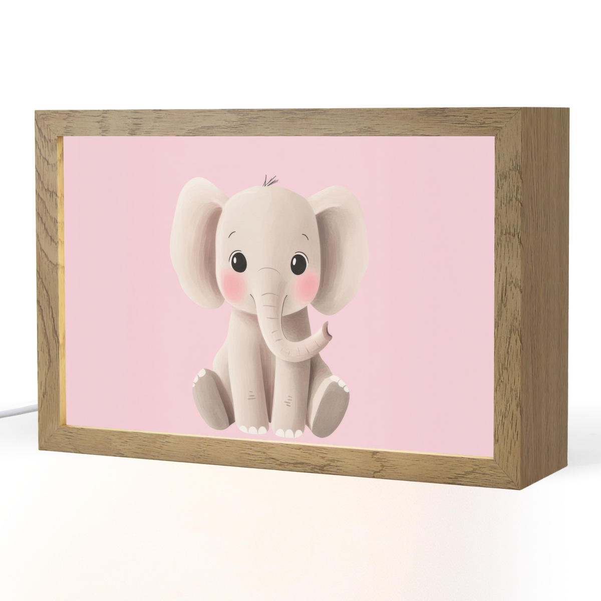 NACHTTISCHLAMPE Elefant - Baby - Rosa - Cartoon 30x20 cm - Rosa, Holzwerkstoff (8/30/20cm)
