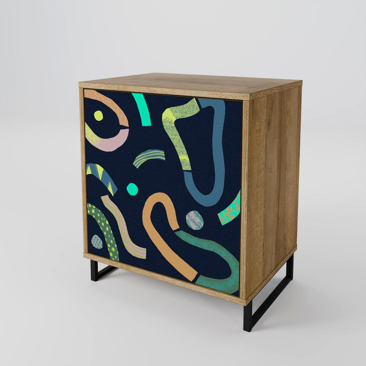 SIDEBOARD CONTRAST DANCE, Eichefarben, 57,5x42x57,5 cm, Ohne Füße - Eichefarben/Multicolor, Holzwerkstoff (57.5/57.5/42cm) - SpaceRebels