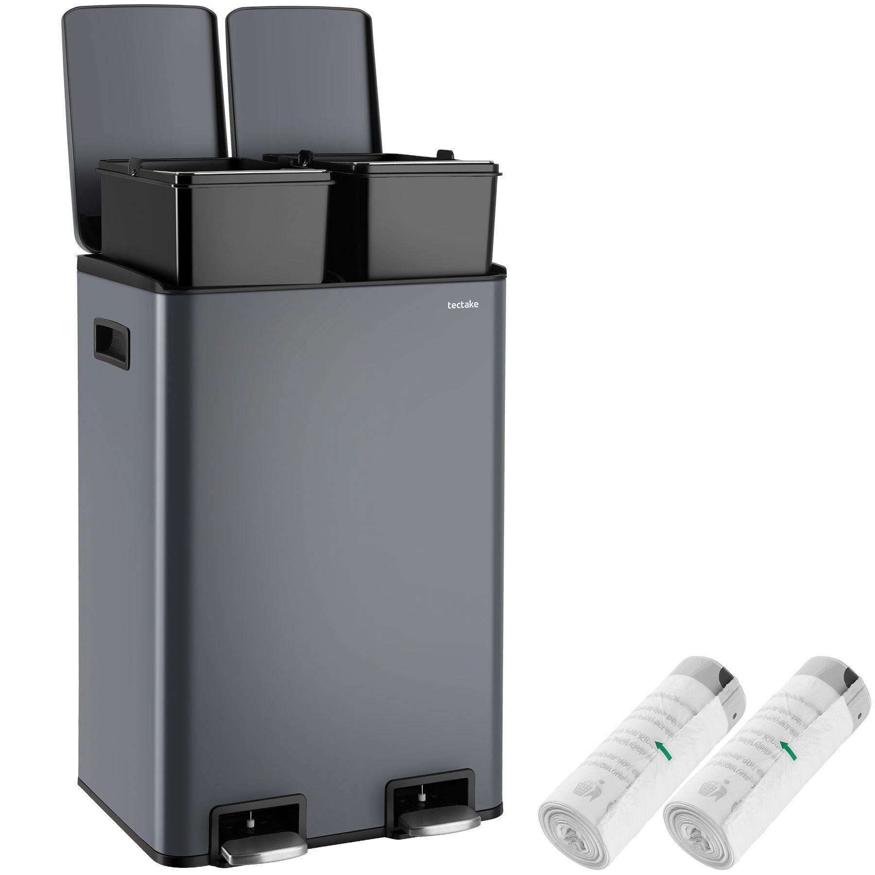 tectake Mülleimer Schiefer 40.5x60.5x34.5 cm