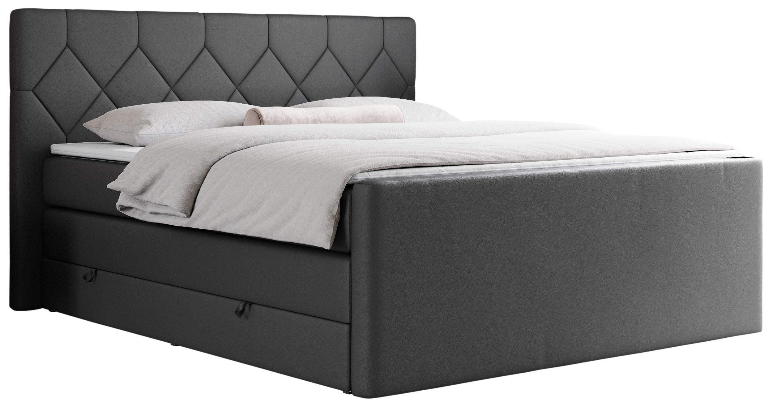 BOXSPRINGBETT KING EIGAR 120/200 Dunkelgrau Kunstleder - H3 - Dunkelgrau, Holz/Textil (120/200cm) - MKS