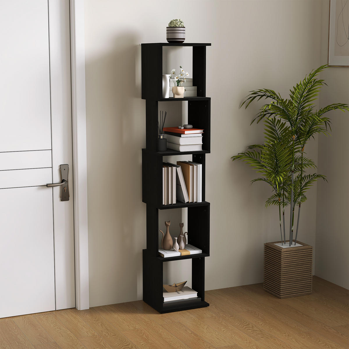 REGAL DE-15515 5 Ebenen, 33/28/161 cm Schwarz - Schwarz, Holzwerkstoff (33/161/28cm) - ComfortXL