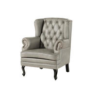OHRENSESSEL Echtleder 88x81x105 grau CHESTERFIELD #201 - Grau, Leder (88/105/81cm) - Massivmoebel24
