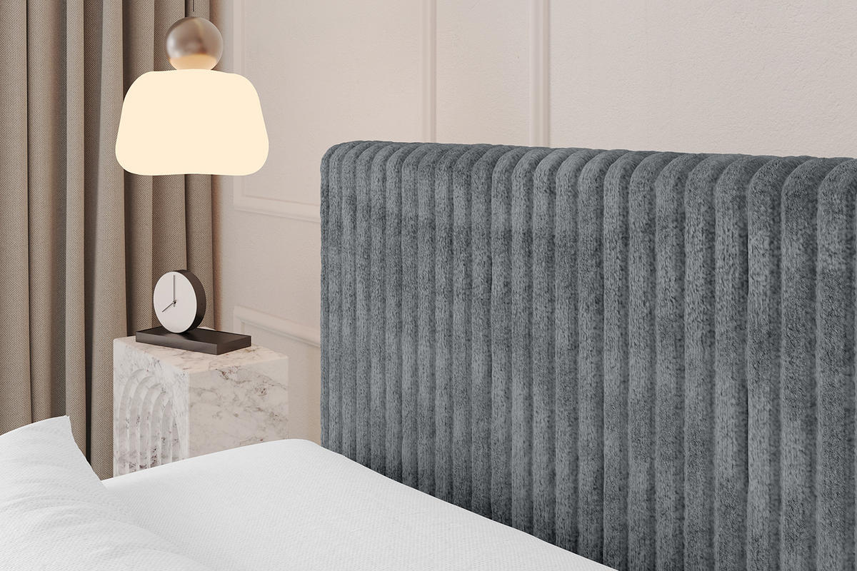 BOXBETT mit Matratze H3 und Lattenrost - TOLO - 140x200 Cord - Dunkelgrau - Dunkelgrau, Holzwerkstoff/Kunststoff (140/200cm) - ALTDECOR